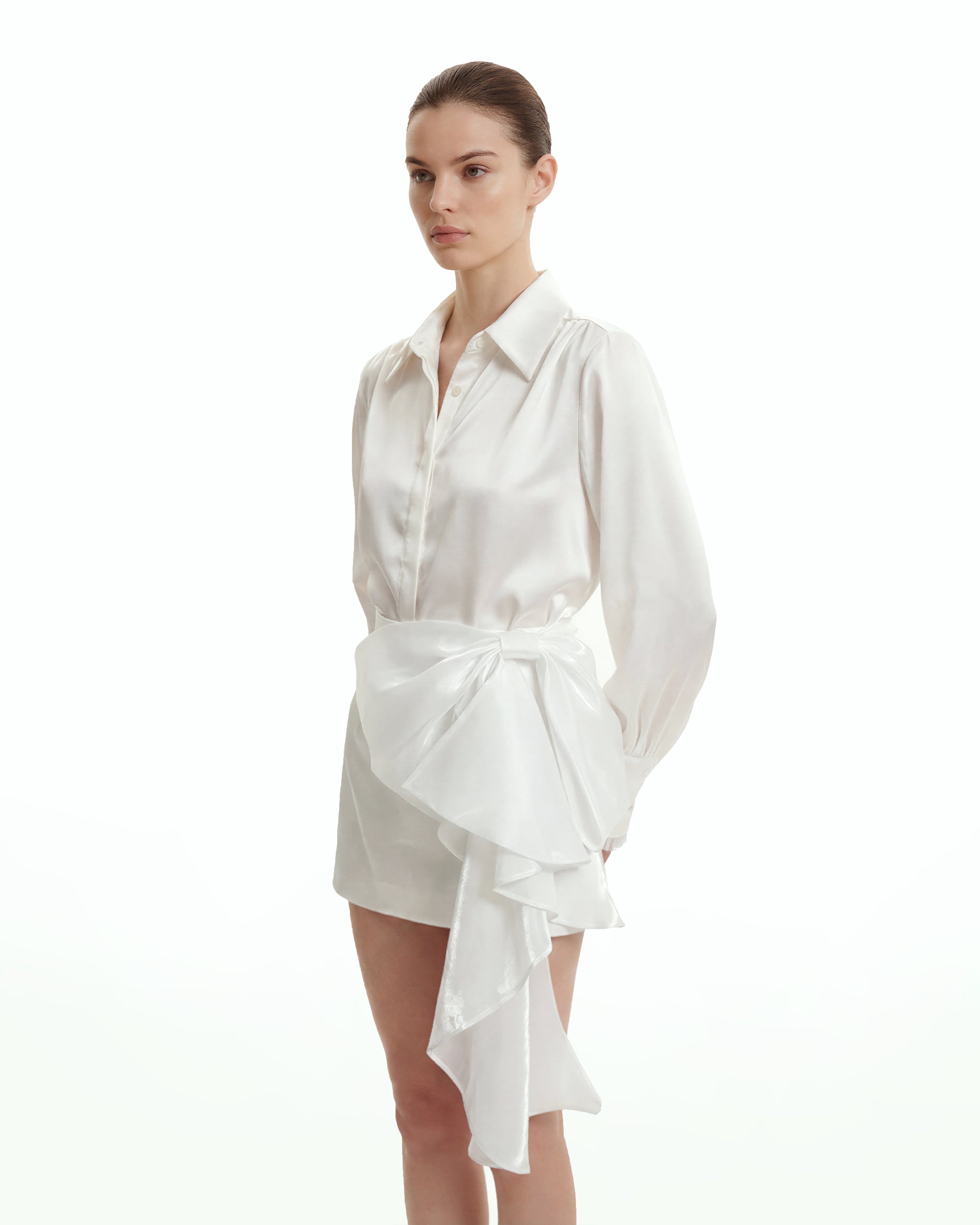 Cascading Bow Mini Skirt - White - Image 3