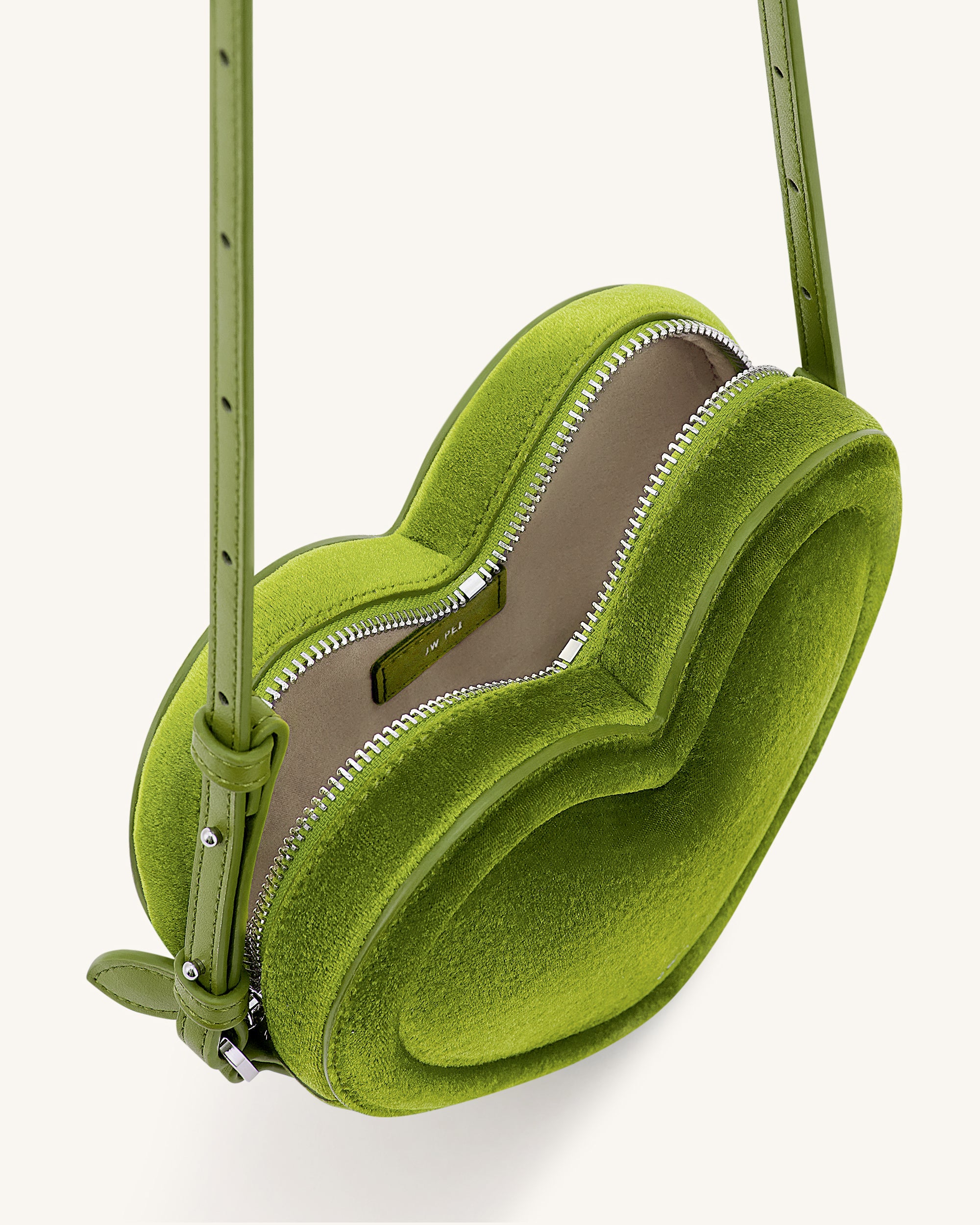 Arlene Velvet Heart Shaped Bag - Green - Image 4