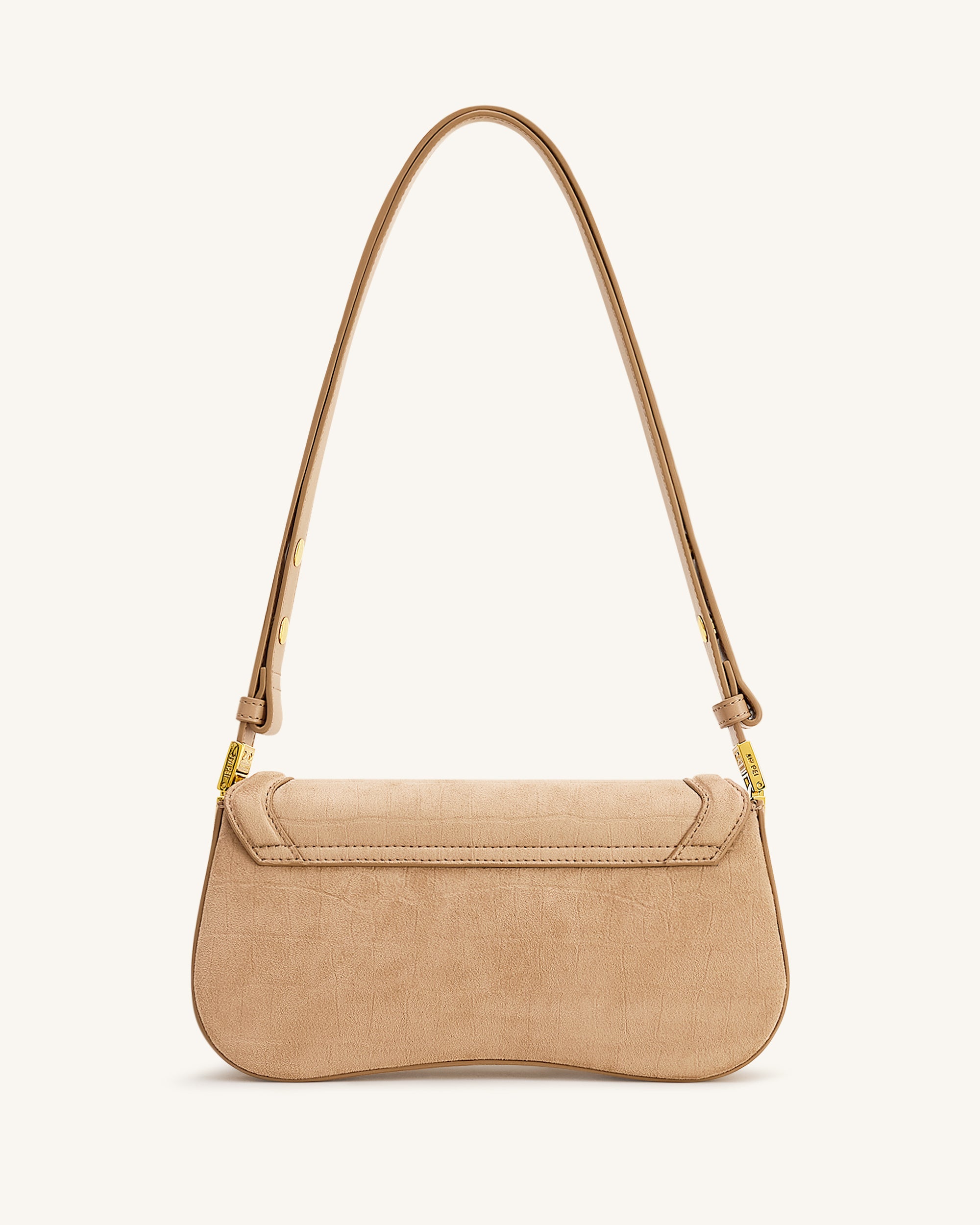 Joy Croc-Embossed Faux Suede Shoulder Bag - Beige - Image 3