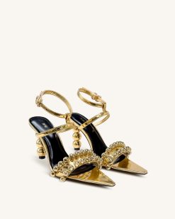 Alternative view of Mia Strappy High Heels With Beaded Detail - Gold