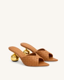 Alternative view of Ellie Braided Sphere Heel Mules - Khaki