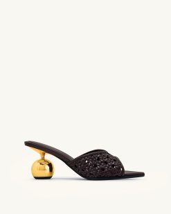 Ellie Woven Sphere Heel Mules - Deep Burgundy