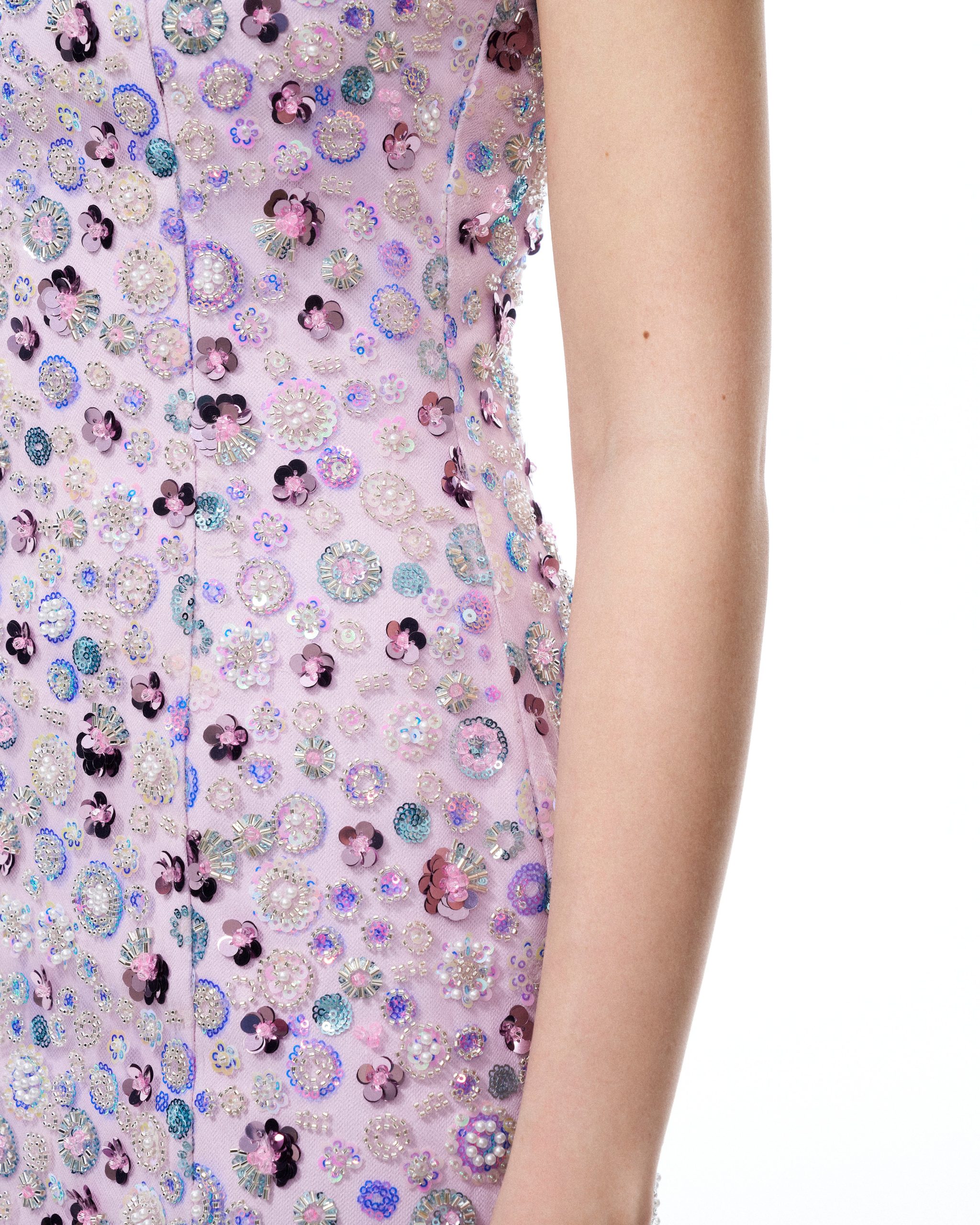 Esme Floral Sequin Embroidered Mini Dress - Purple - Image 6