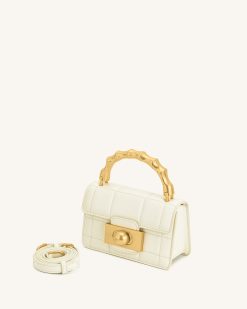 Alternative view of Kaia Bamboo Metal Handle Handbag - White