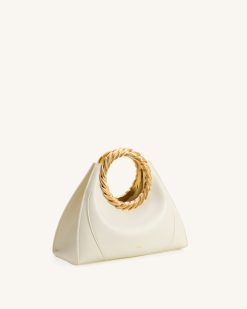 Alternative view of Amiya Leaf Handle Sculpture Bag - White