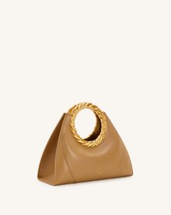 Alternative view of Amiya Leaf Handle Sculpture Bag - Brown