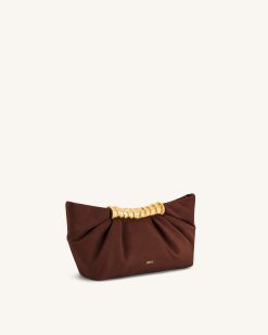 Alternative view of Leia Pleated Clutch - Dark Brown