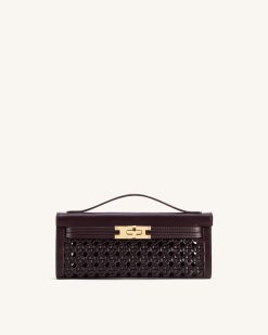 Bria Structured Top Handle Bag - Dark Red