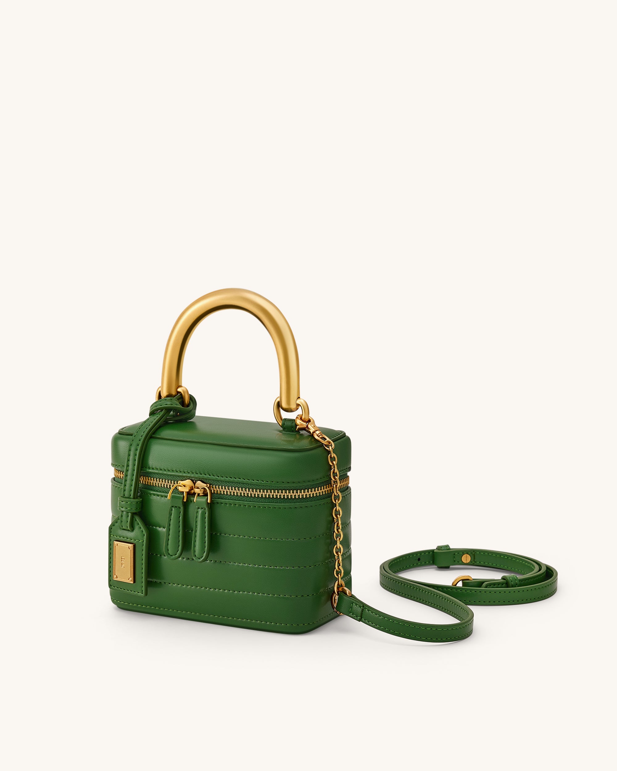 Evelyn Quilted Box Top Handle Bag - Green - Image 2