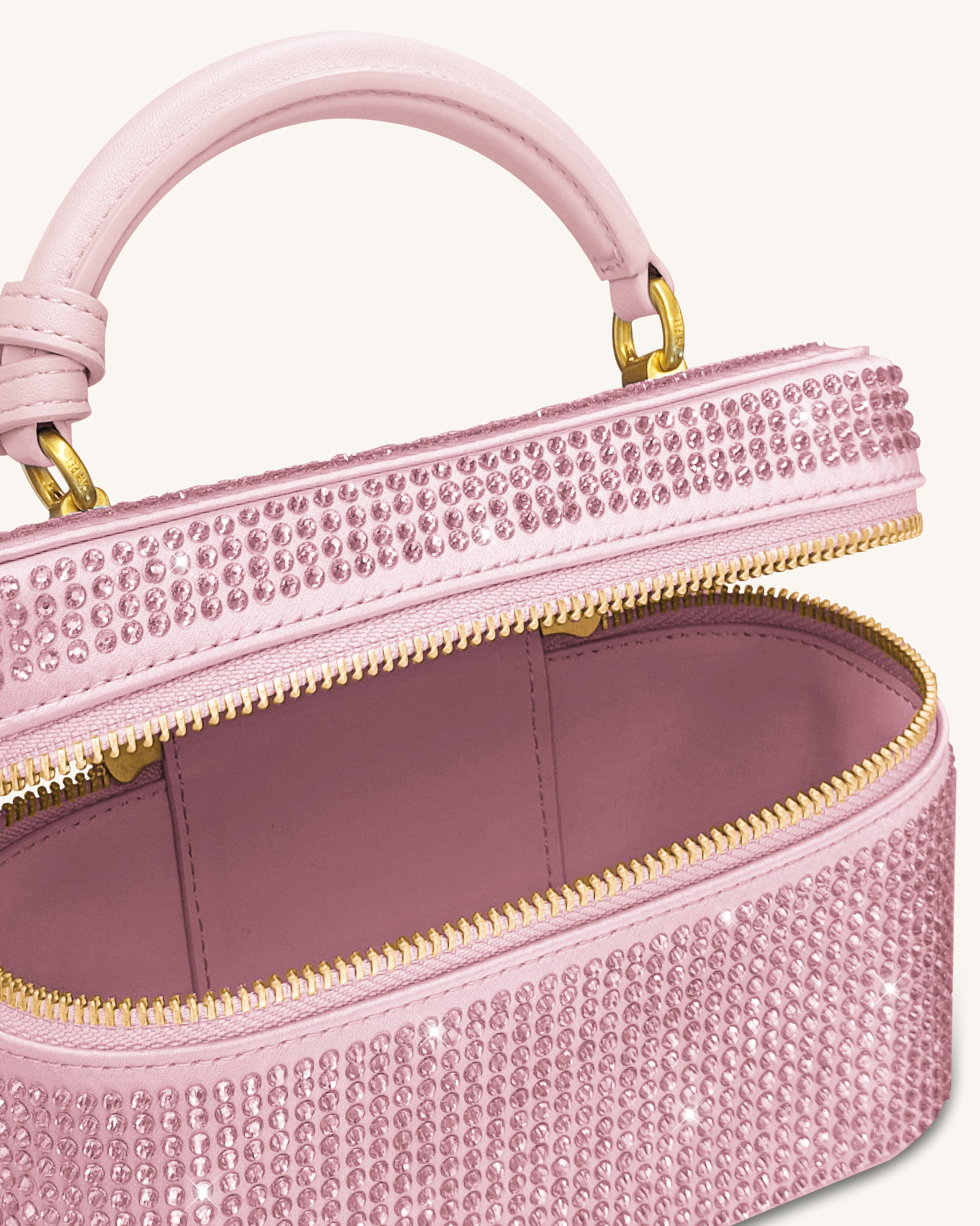 Cleo Artificial Crystal Box Shape Top Handle Bag - Pink - Image 4