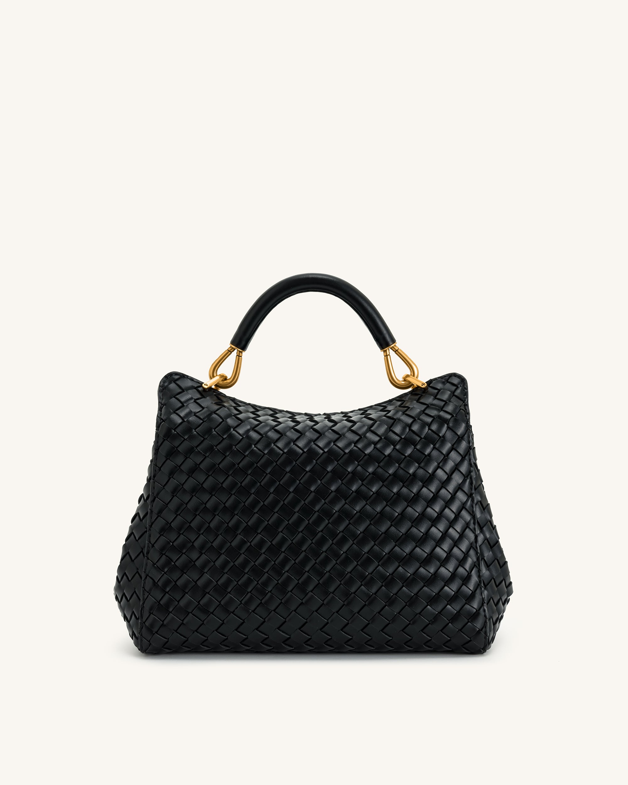 Lucia Classic Top Handle Woven Bag - Black - Image 4