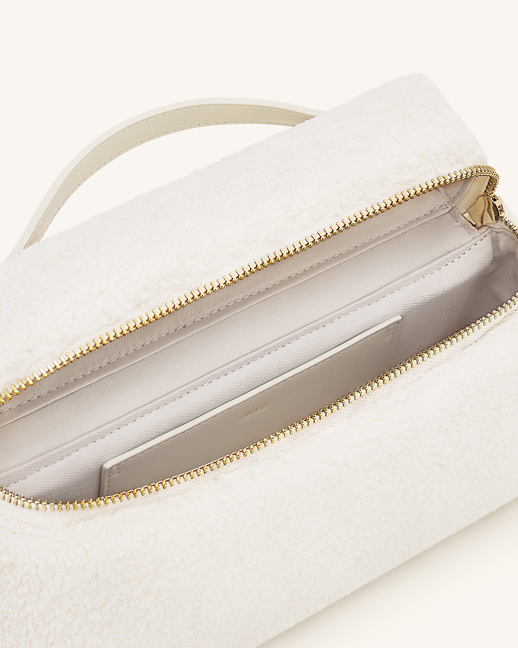 Thea Faux Fur Top Handle Bag - Cream - Image 4