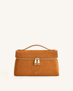 Thea Faux Suede Top Handle Bag - Camel