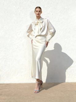 Alternative view of Liquid Satin Mermaid Maxi Skirt - White