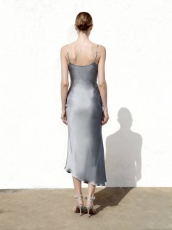 Alternative view of Liquid Satin Cowl-Slit Gown - Silver