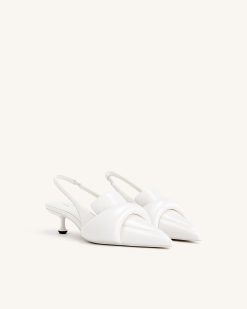 Alternative view of Carla Soft Padded Kitten Heel Pumps - White