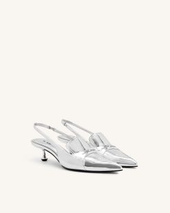 Alternative view of Carla Metallic Kitten Heel Pumps - Silver