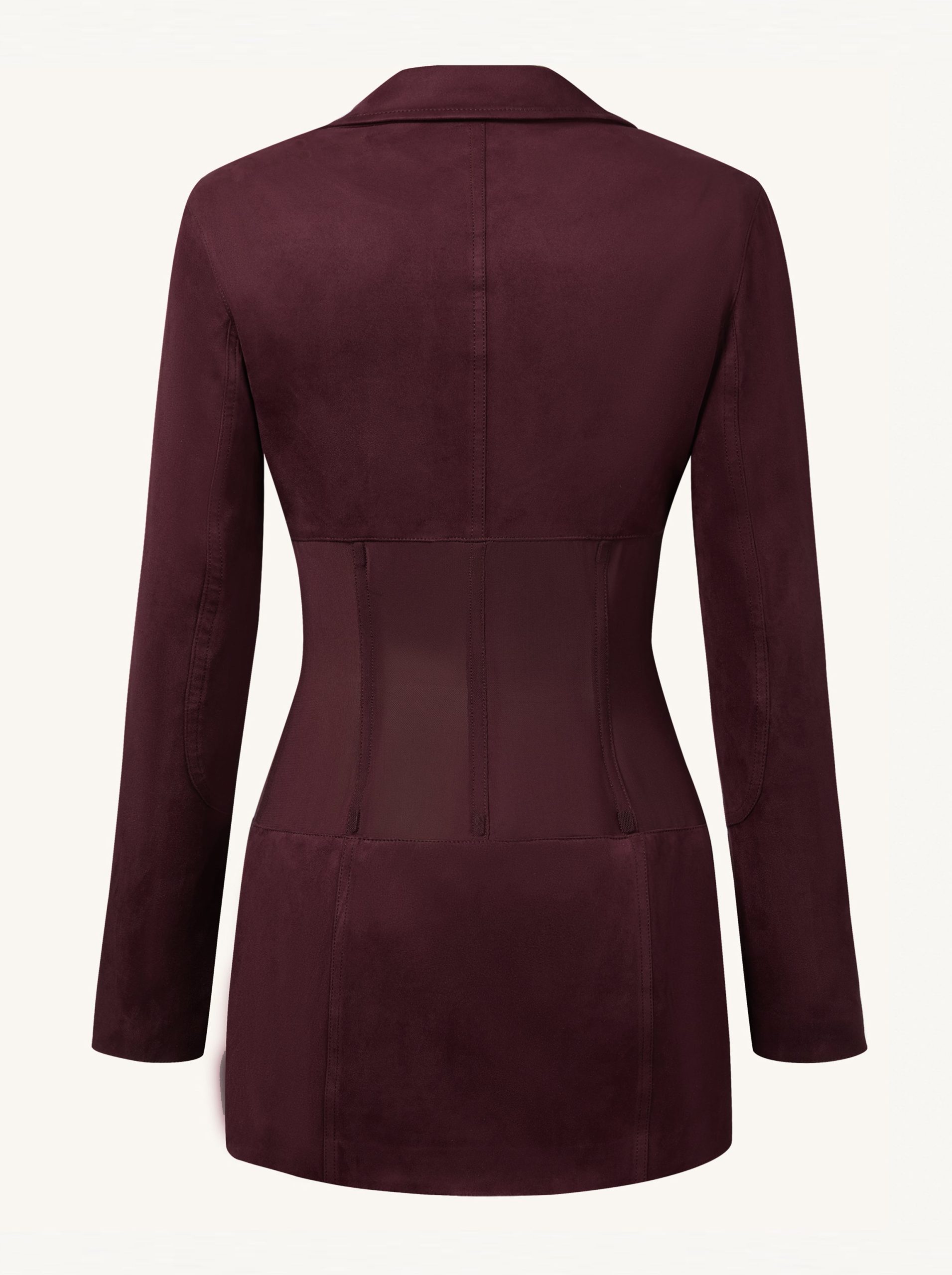 Faux Suede Corset Jacket Mini Dress - Claret - Image 6
