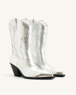 Alternative view of Riya Metallic Cowboy Boot - Silver