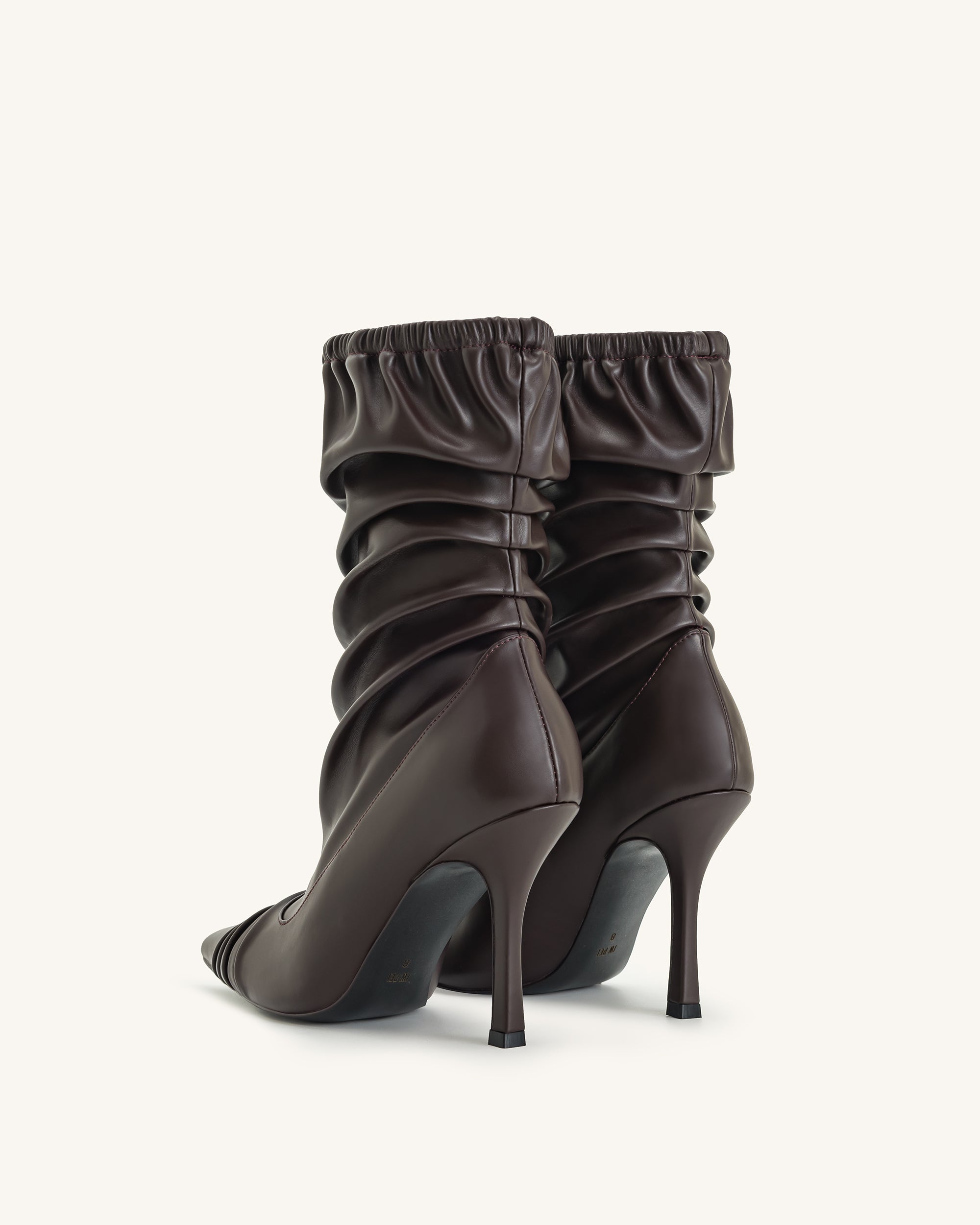 Joanne Paneled Detailing leather Ankle Boots- Burgundy - Image 5