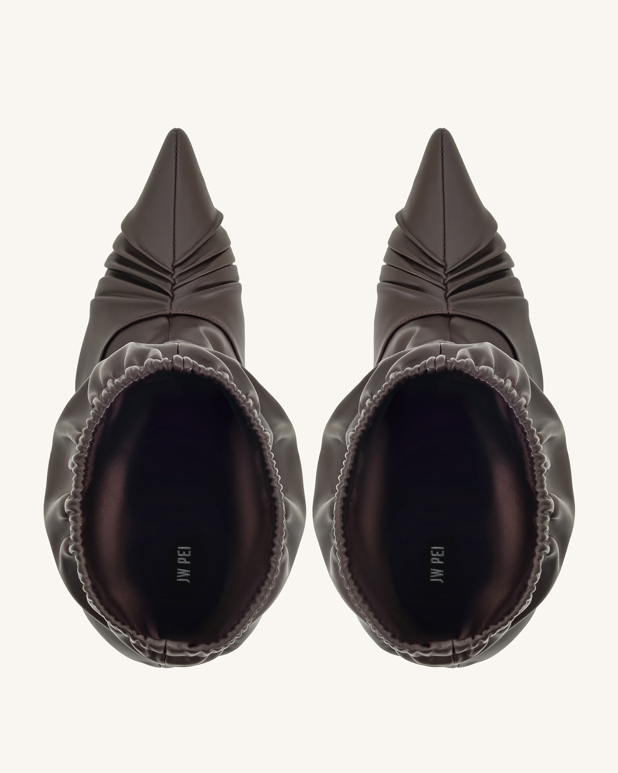 Joanne Paneled Detailing leather Ankle Boots- Burgundy - Image 4