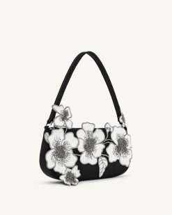 Alternative view of Leona Bead Embellished Shoulder Bag - Black