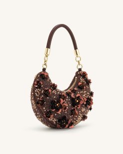 Alternative view of Livia Beaded Floral Hobo Bag - Brown