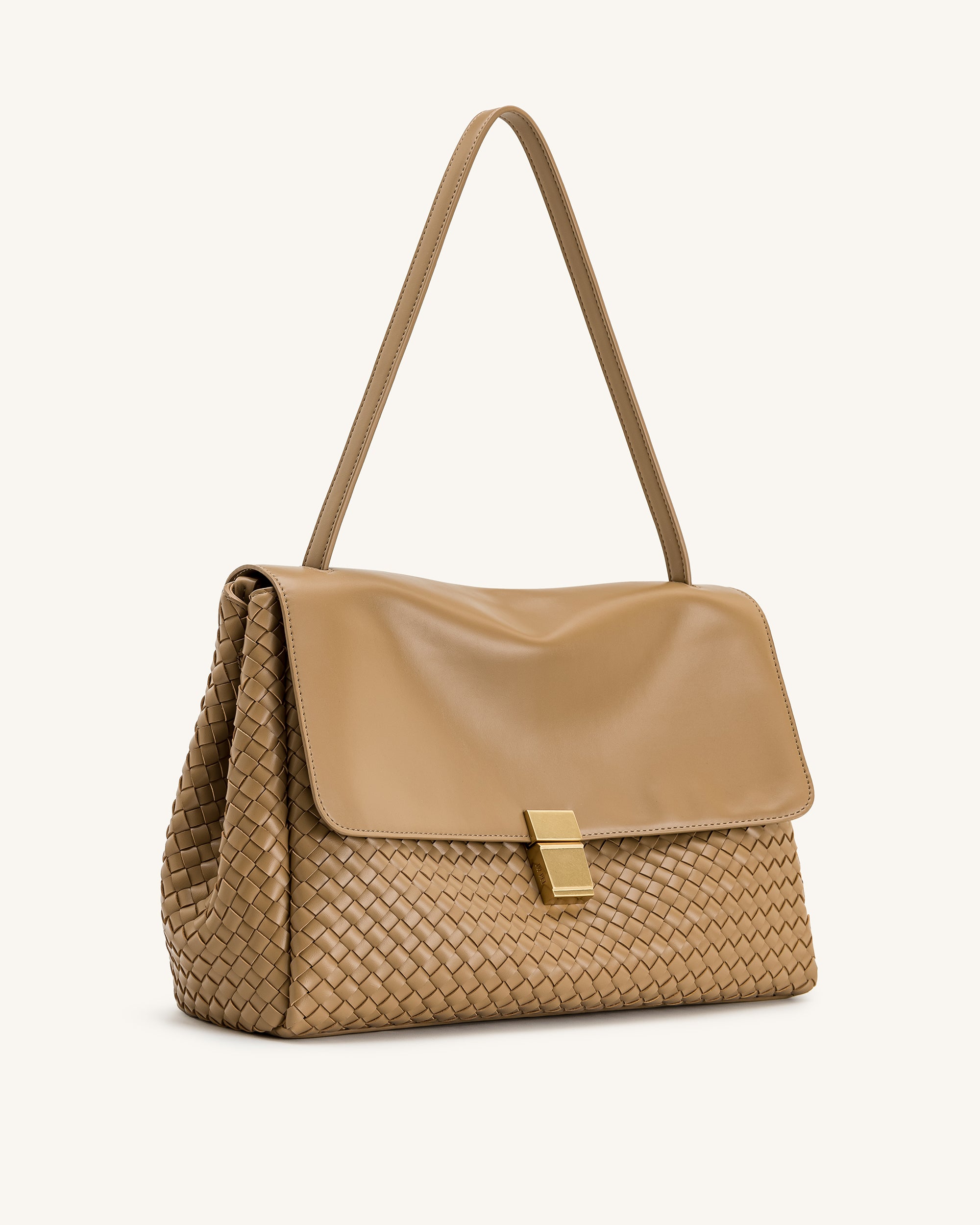 Hilary Woven Shoulder Bag - Camel - Image 2