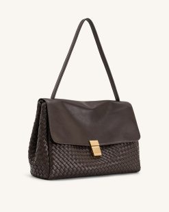 Alternative view of Hilary Woven Shoulder Bag - Dark Brown