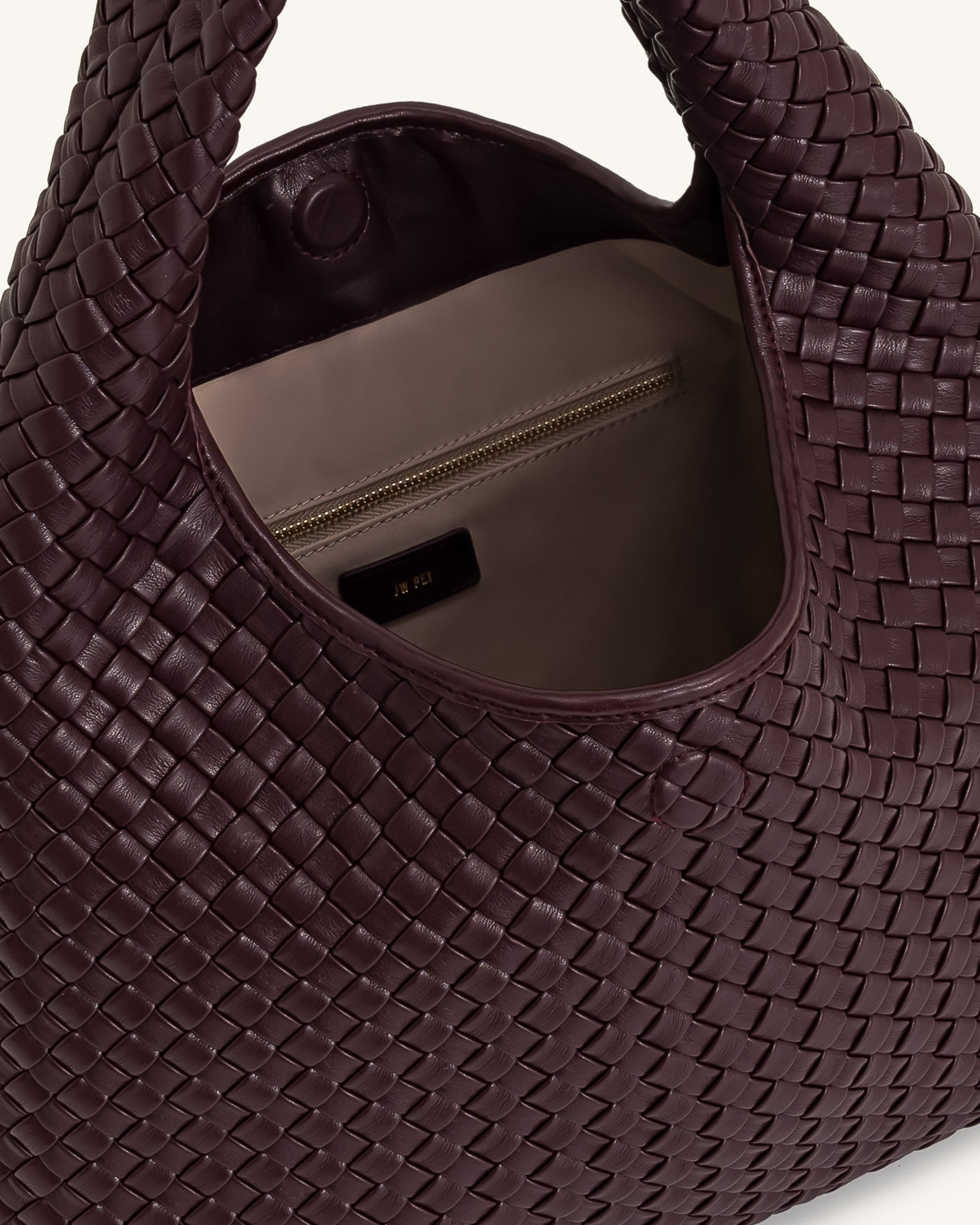 Laura Woven Shoulder Bag - Deep Burgundy - Image 5