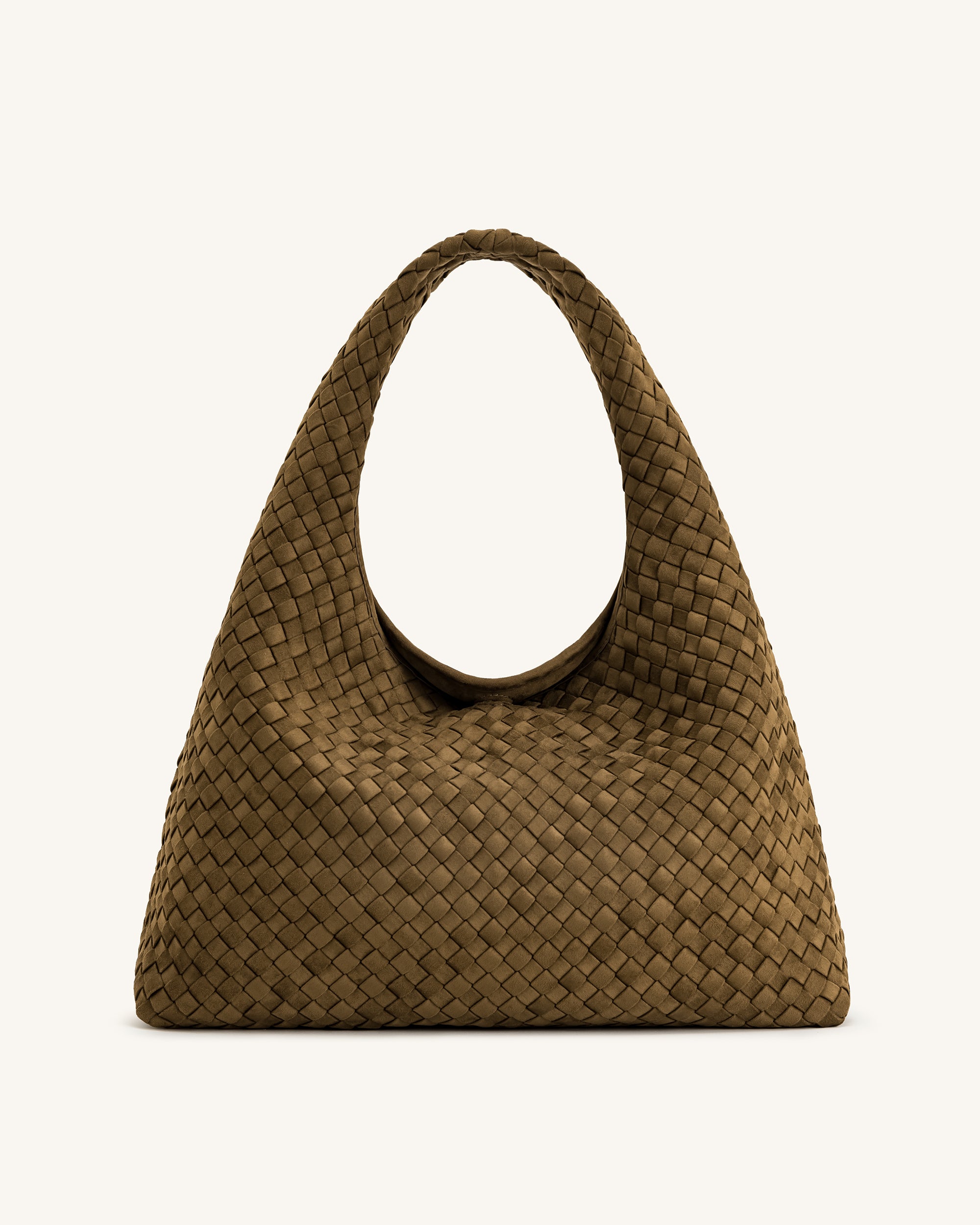 Laura Faux Suede Woven Shoulder Bag - Olive Green - Image 3