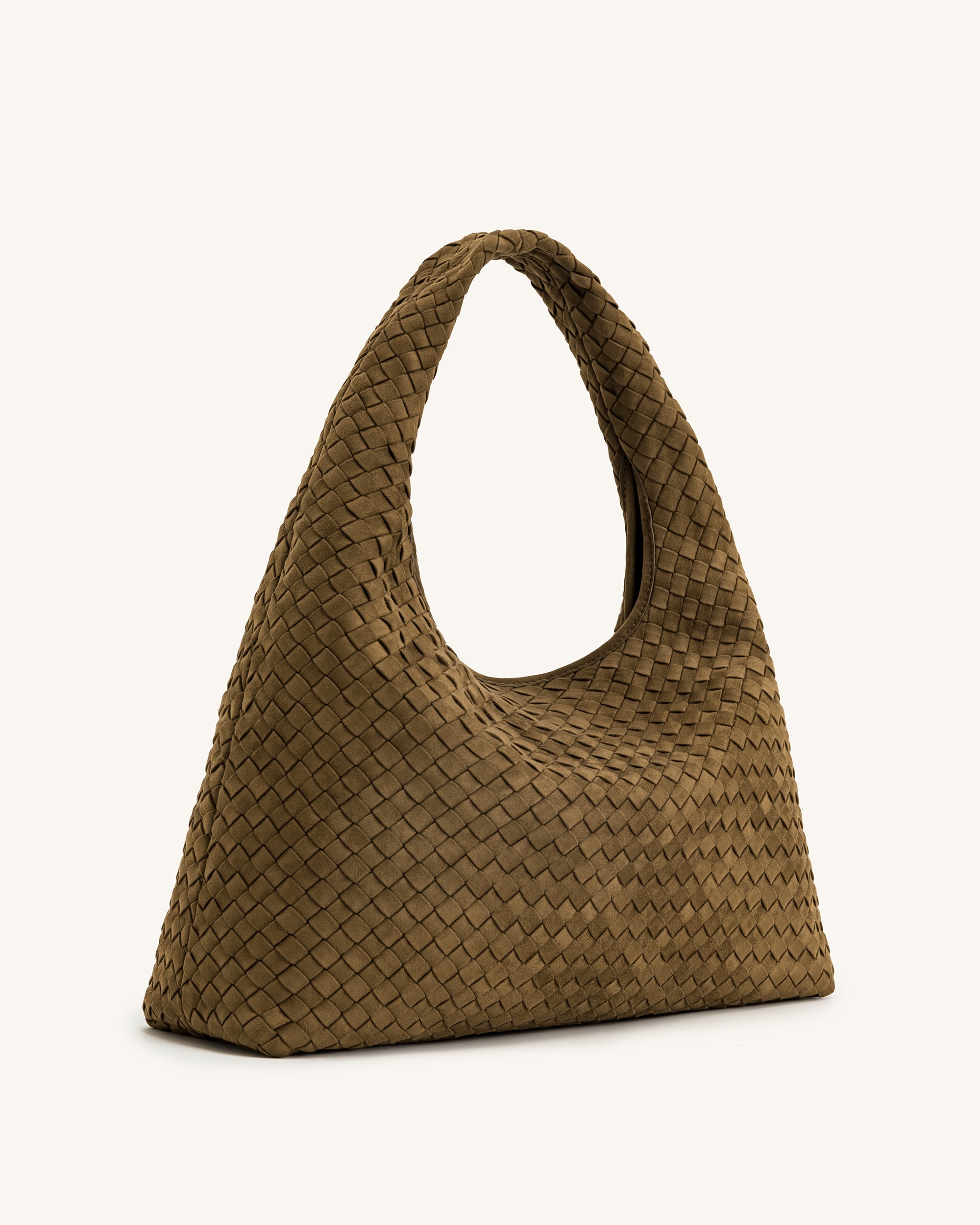 Laura Faux Suede Woven Shoulder Bag - Olive Green - Image 2