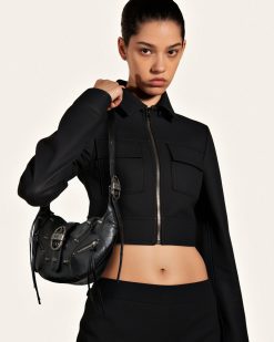 Alternative view of Tessa Crushed Shoulder Bag - Black