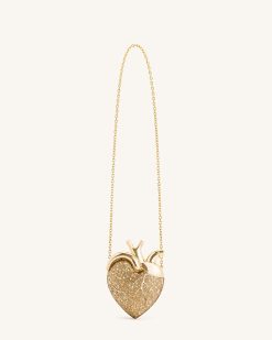 Alternative view of Maren Artificial Crystal Heart Shaped Bag - Gold