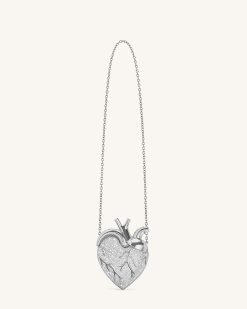 Alternative view of Maren Artificial Crystal Heart Shaped Bag - Silver