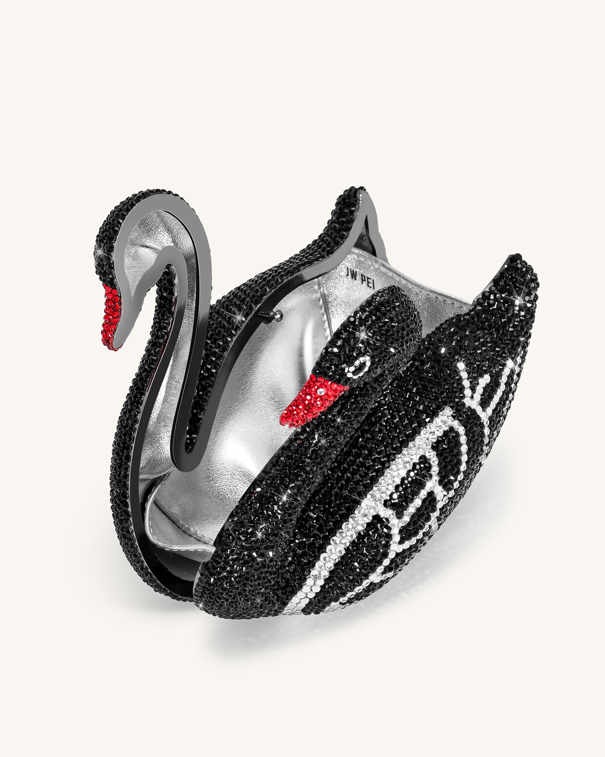 Kinsley Crystal Swan Clutch - Black - Image 3
