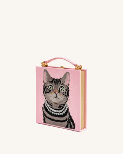 Alternative view of Taya Tabby Cat Pattern Book Shape Clutch Bag - Pink
