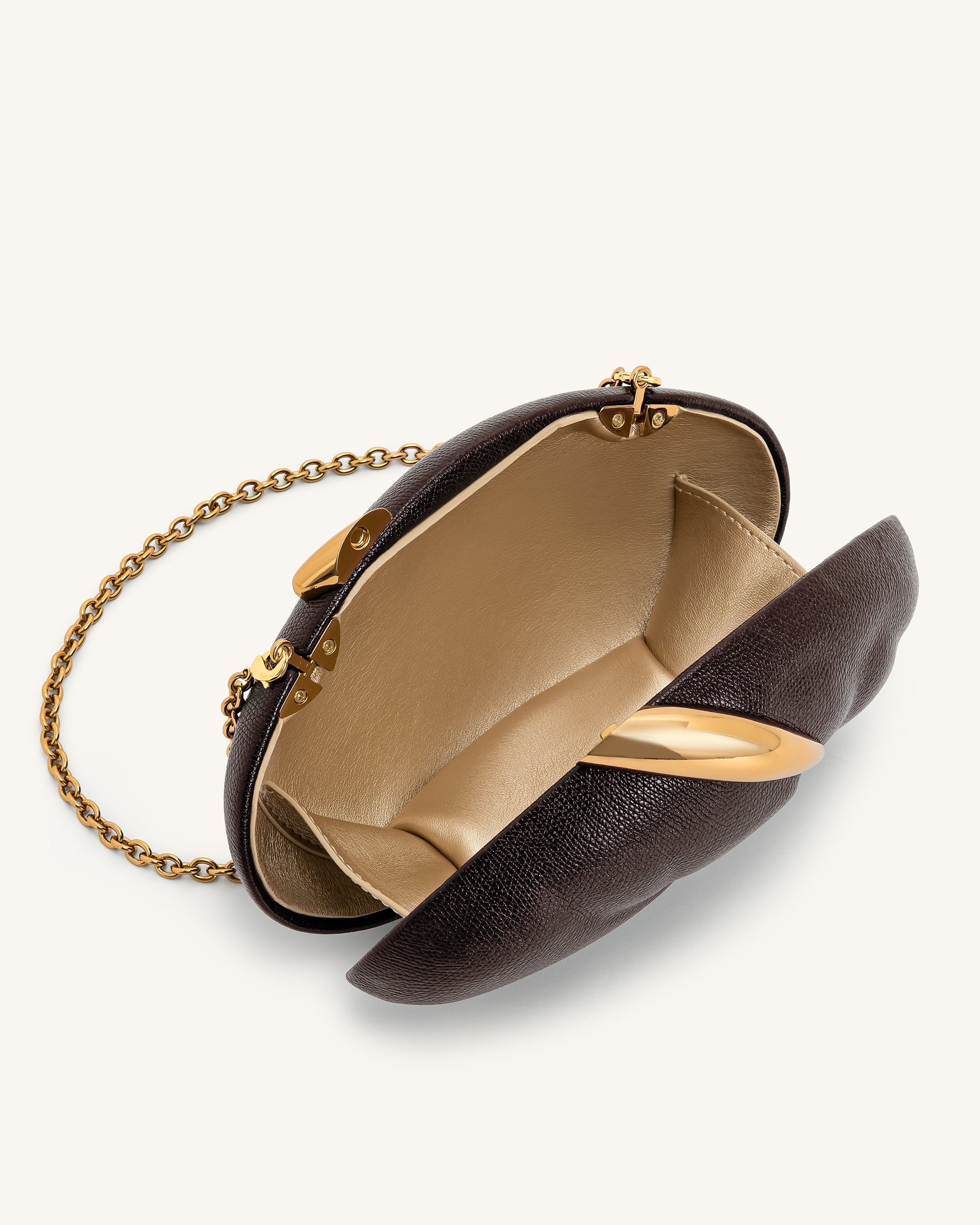 Kaya Irregular Oval Clutch - Dark Brown - Image 4
