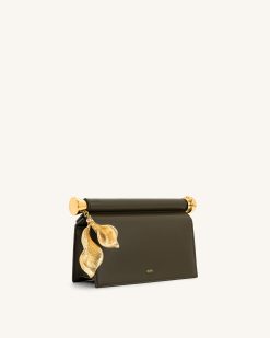 Alternative view of Holly Metal Pendant Embellished Clutch - Dark Olive