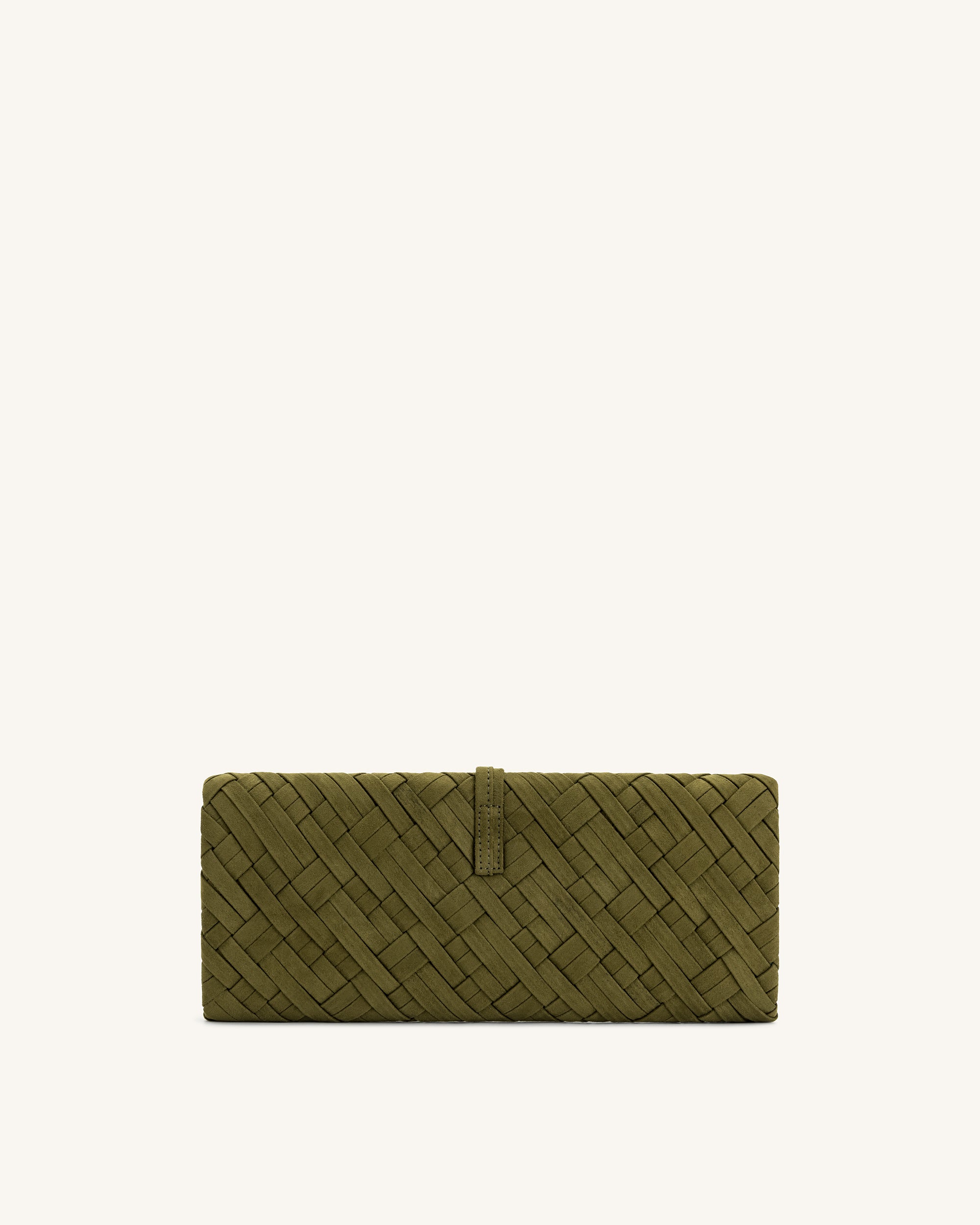 Zaria Woven Clutch - Dark Olive - Image 4