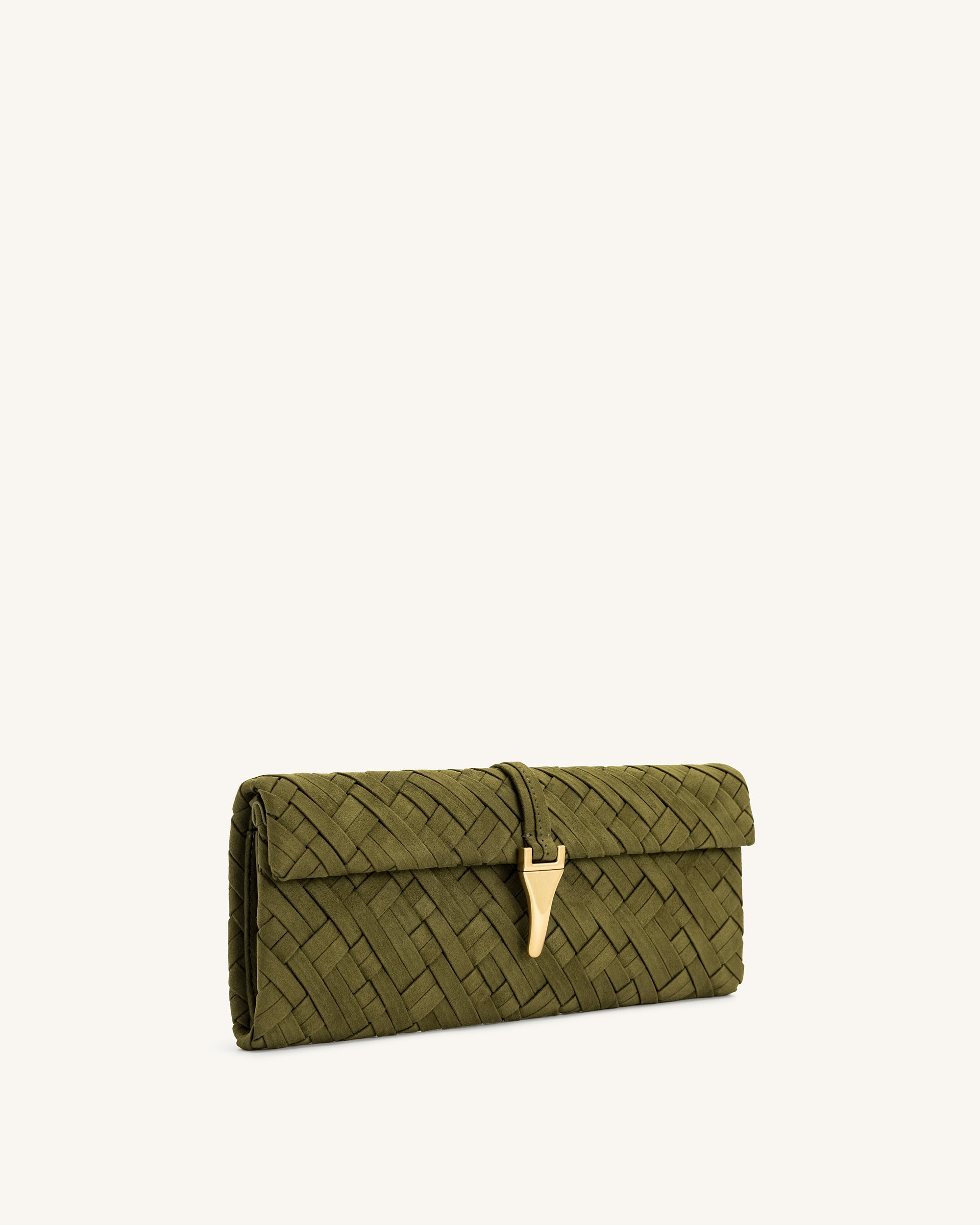 Zaria Woven Clutch - Dark Olive - Image 3