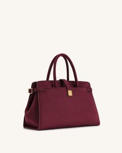 Alternative view of Saige Faux Suede Tote Bag - Burgundy