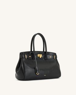 Alternative view of Ziva Metal Lock Decoration Tote Bag - Black