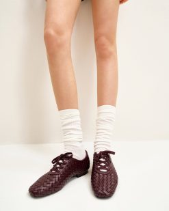Alternative view of Kayla Weave Strap Flat Shoes - Claret Red