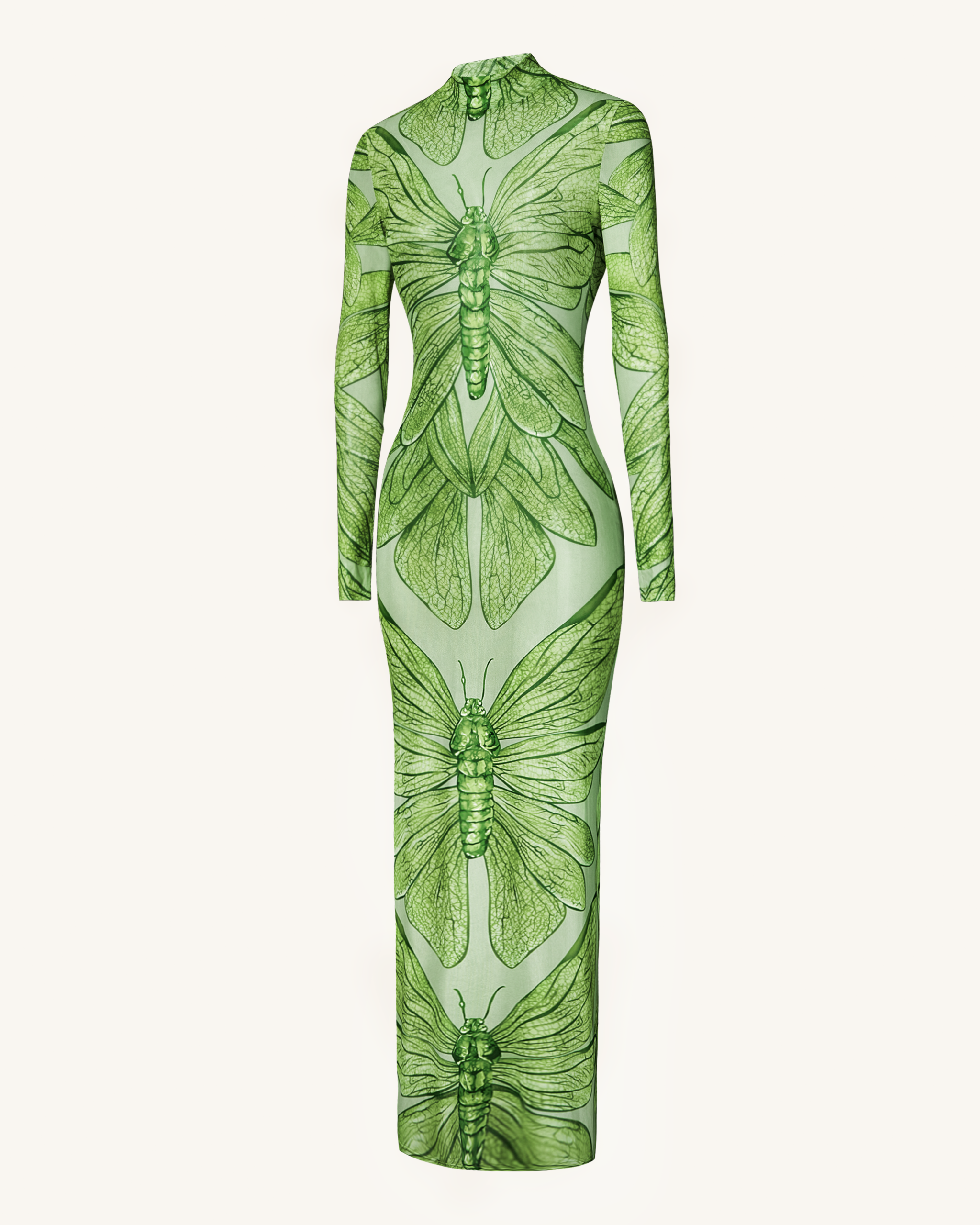Emerald Dragonfly Sheer Mesh Gown - Green - Image 3