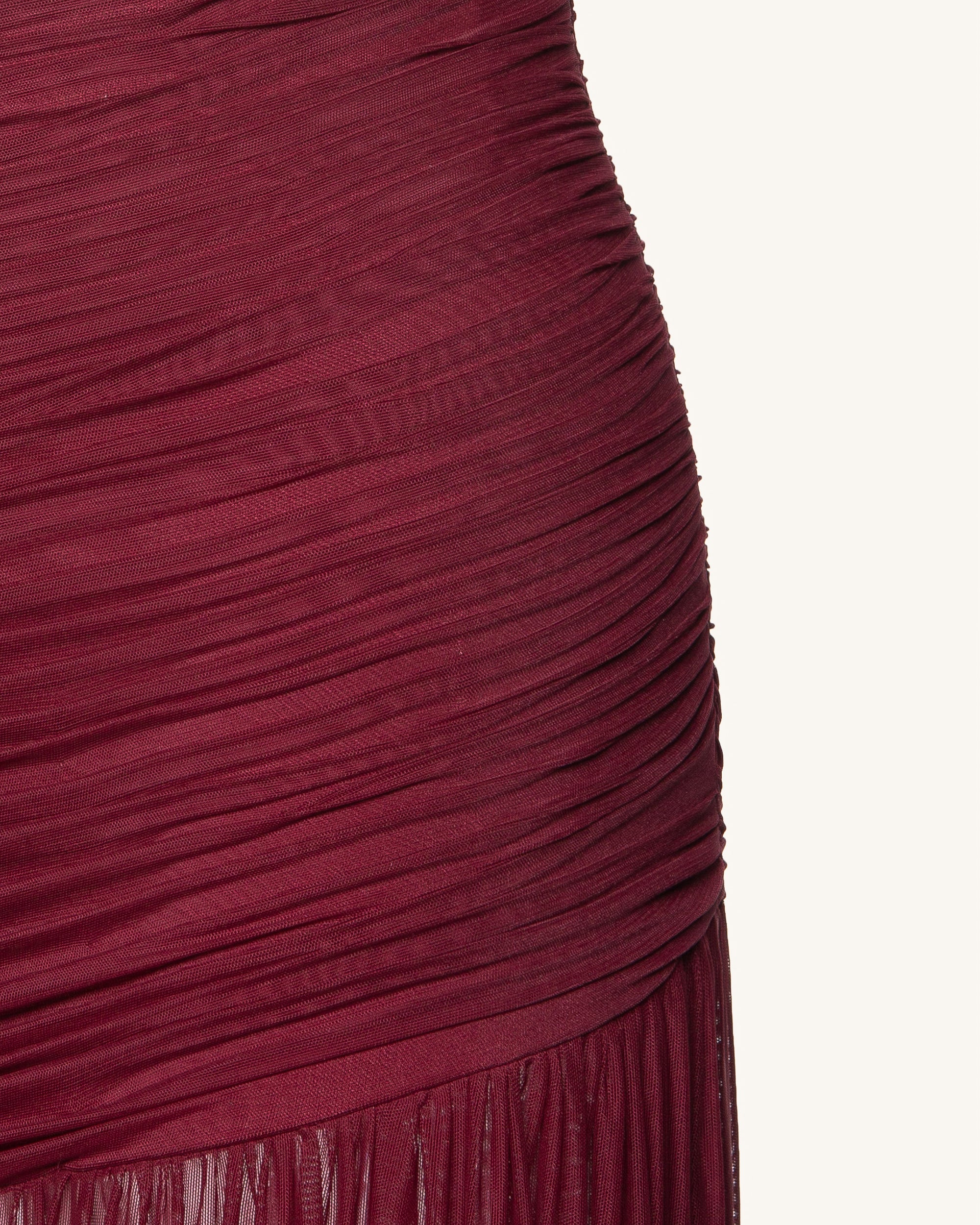 Mia Pleated Mesh Dress - Burgundy - Image 7