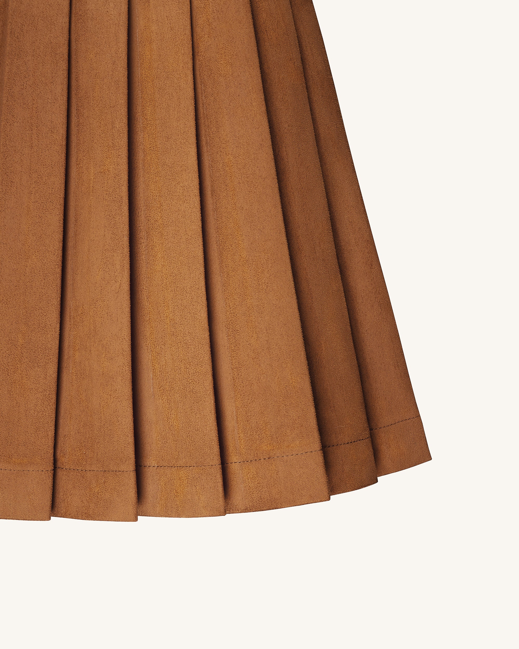 Ellie Pleated Velvet Dress - Caramel - Image 6