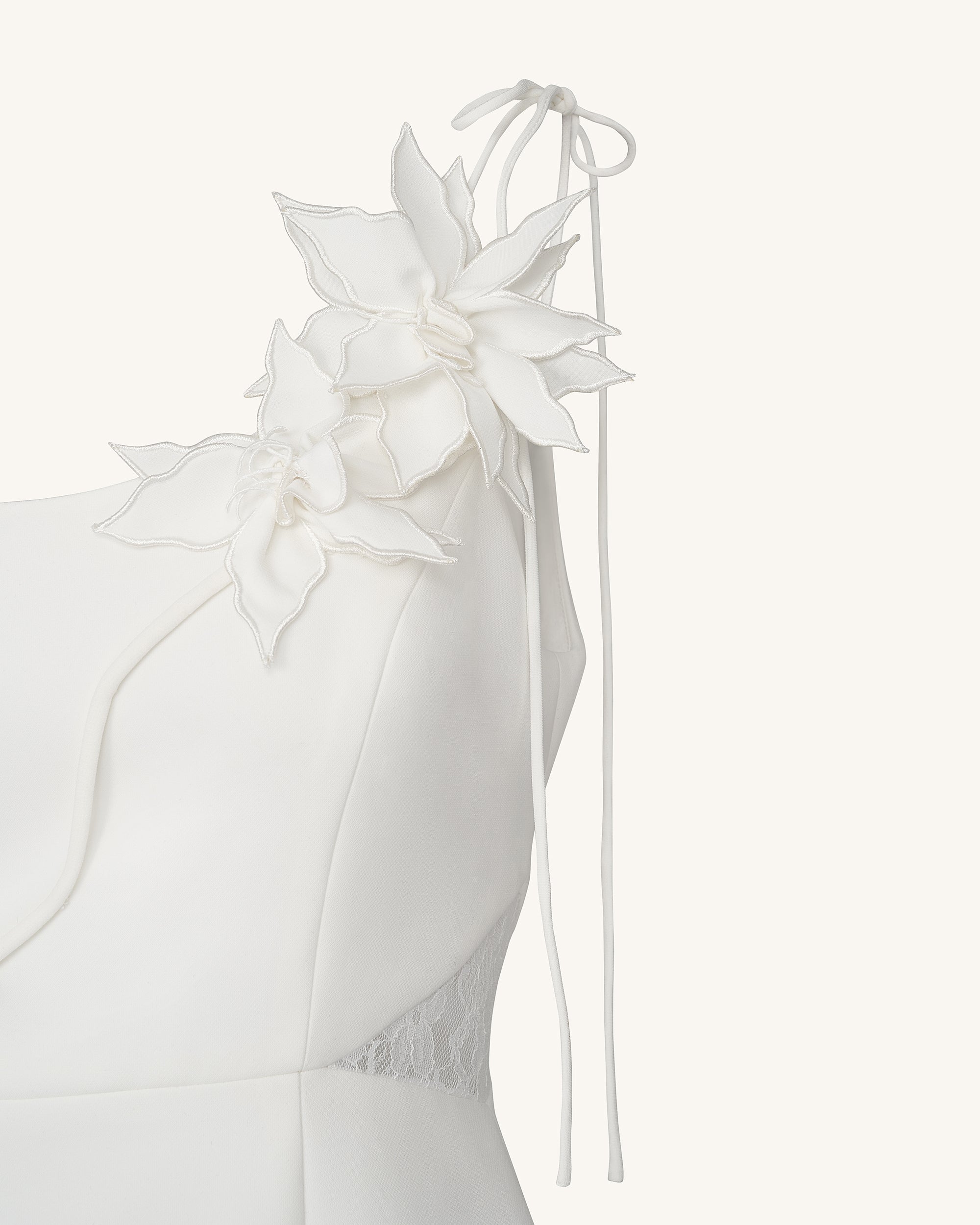 Floral Vine Tie Dress - White - Image 6