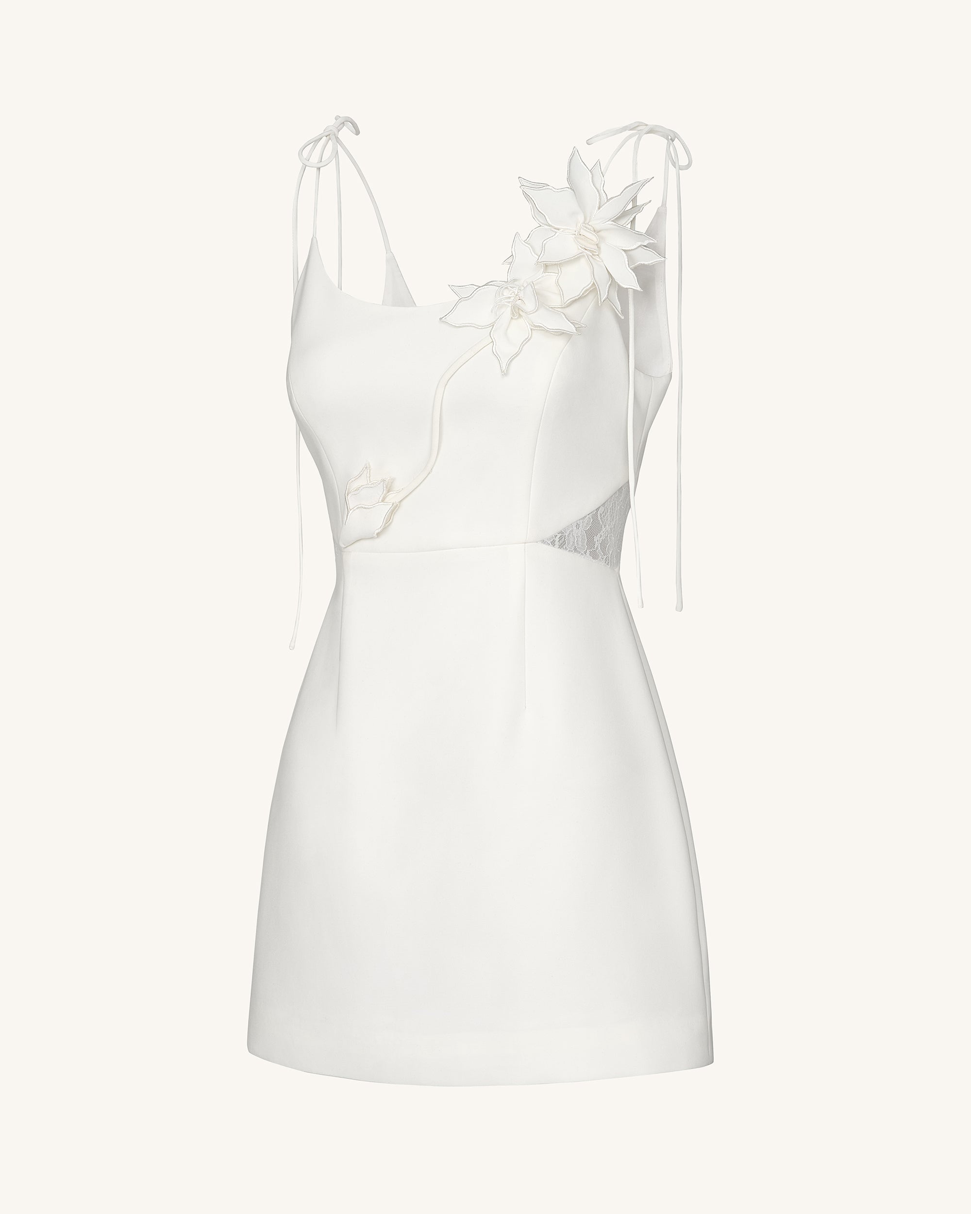 Floral Vine Tie Dress - White - Image 4