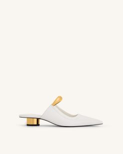 Helena Pierced Mules - White